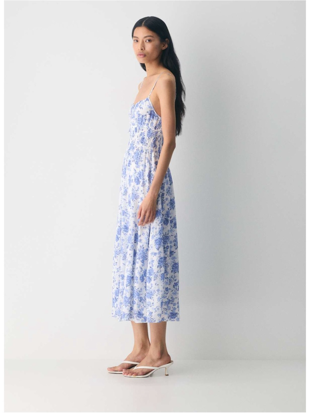 Wilfred Blue Floral Maxi Dress with Smocked Waist - STILL REGULAR PRICE ONLINE - Picture 3 of 12